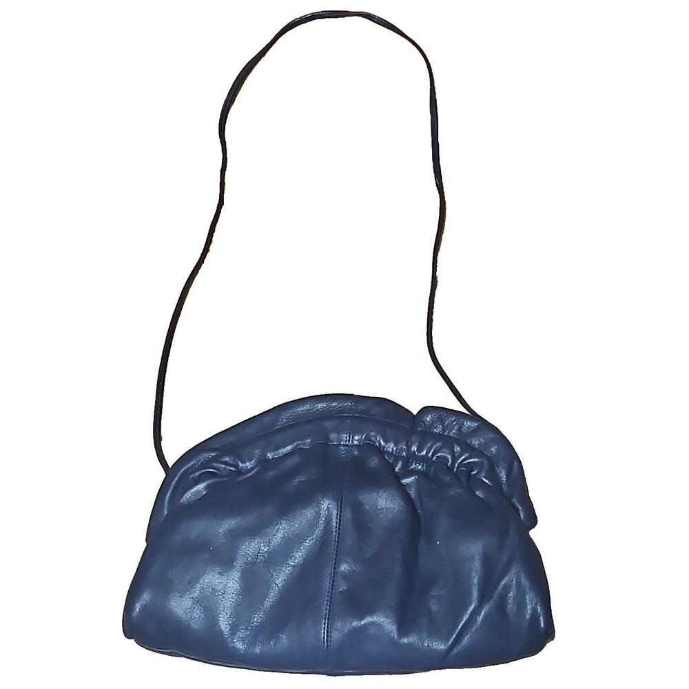 Vintage BRIO! Women's Soft Genuine Leather Blue Shoulder Strap Purse Suede Inner